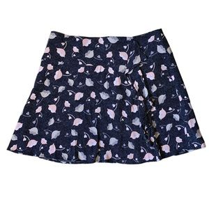 LOFT Floral Ruffle Mini Skirt Navy Pink